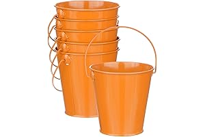6-Pack Orange Small Metal Buckets with Handle for Hanging Crafts and More