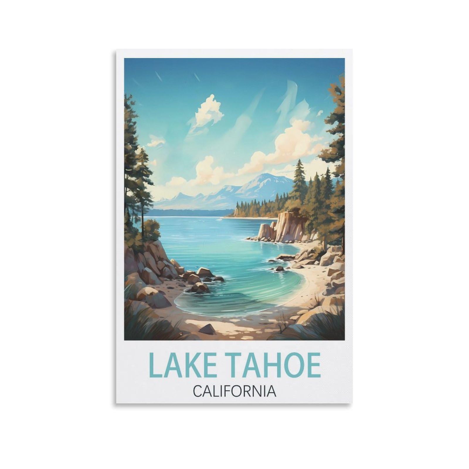 EZMLFA 5D Diamond Art Kits for Beginner,Lake Tahoe California,Diamond Picture Art for Beginner, DIY Gem Cross Stitch Creative Gift Home Wall Decor 30x40cm