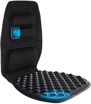 FOMI Premium Gel Cushion and Firm Back Support | Seat Cushion Pad and Upper Lower Thoracic and Lumbar Pillow for Car, Office Chair | Pressure Sore, Coccyx Pain Relief | Posture Aid Bubble Gel