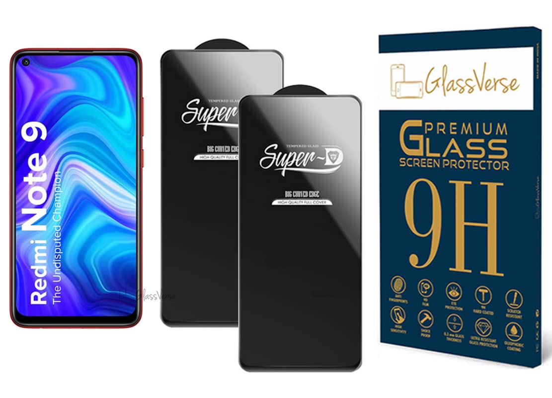 GlassVerse Superd Oleophobic Tempered Glass For Redmi Note 9-Smartphone (Pack Of 2) With Free Installation Kit. Full Screen Coverage. If Received Damaged-6.53 Inch