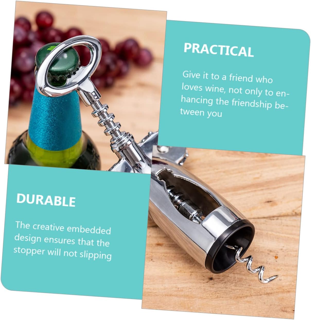 Zinc Alloy Wine Opener Corkscrew with Creative Embedded Design for Wine