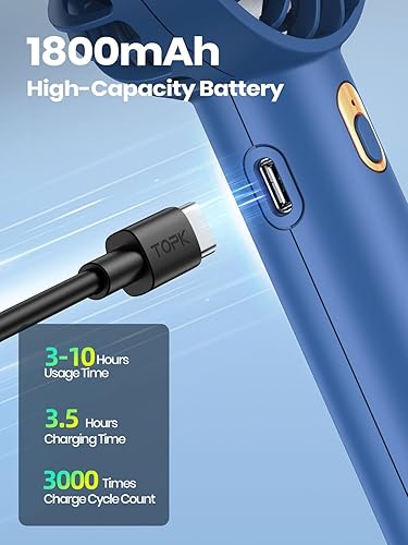 Miniatura 2 de Warmco Mini ventilador portátil paquete de 2  Ventilador de mano y escritorio recargable de 3 velocidades con base, refrigeración compacta para