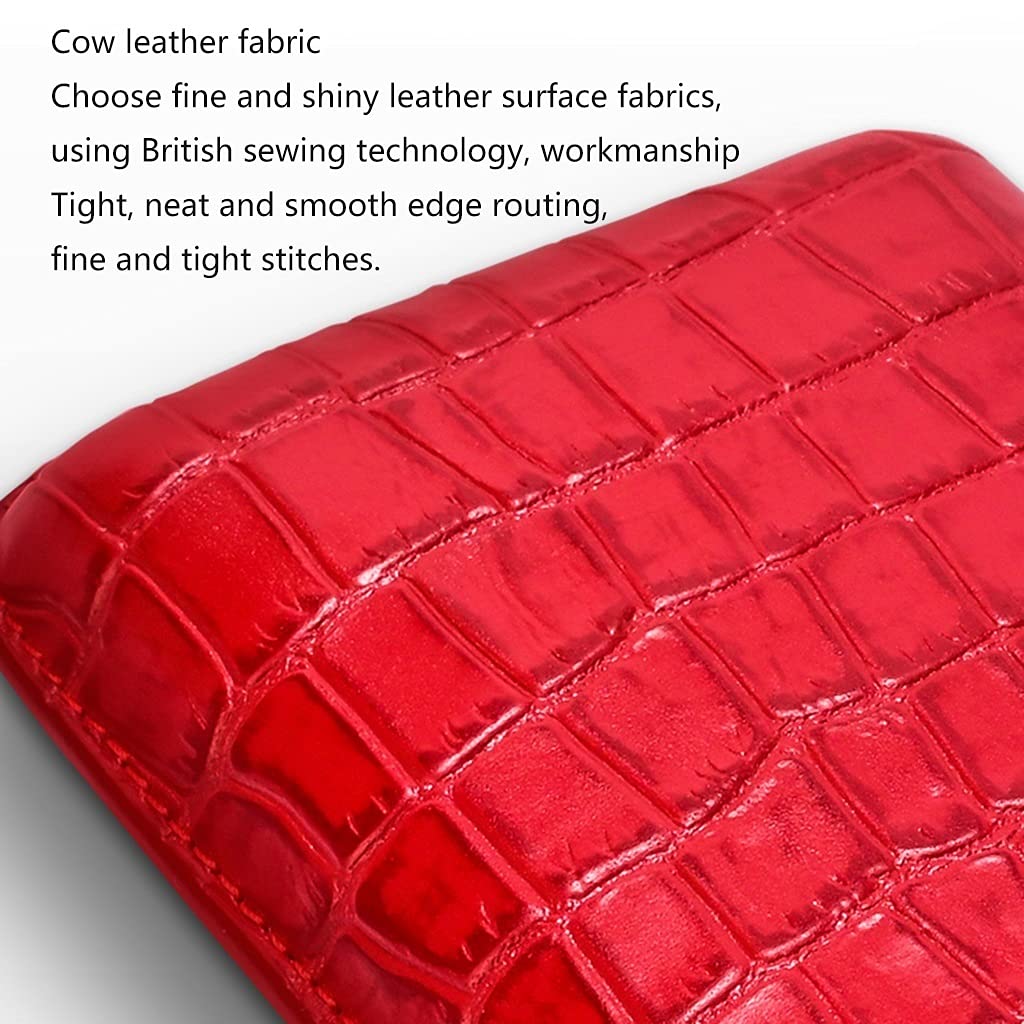Scatole per sigari, umidificatori, Custodia per sigari Portatile, Tubo per sigari da Viaggio a 3 Dita, Portafoglio Porta sigari in Pelle, Accessori Regalo per sigari/rosso/19X9.3X3Cm