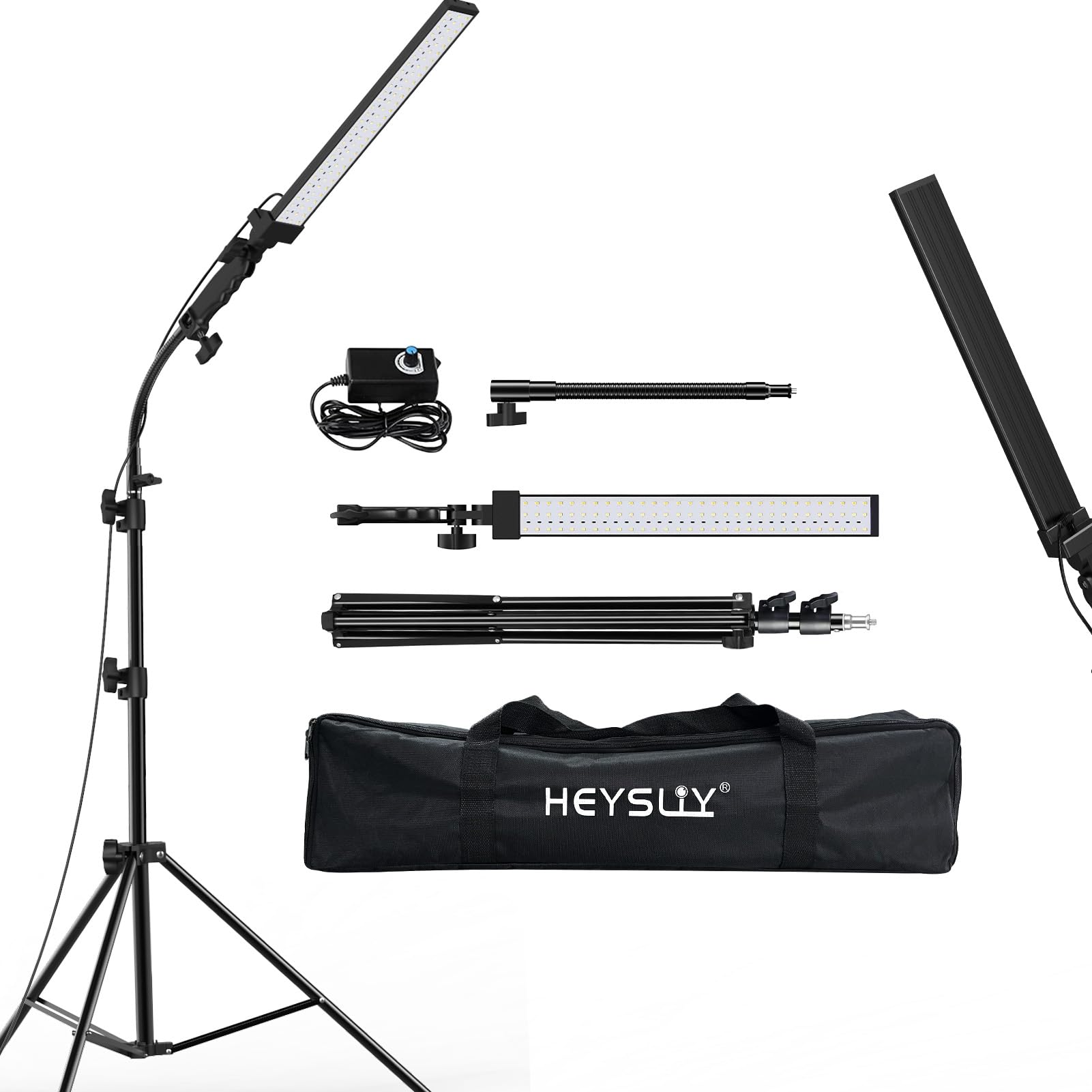 Set di luci fotografiche a LED con custodia e tubo morbido, regolabile a 180°, 2 m, regolabile in altezza, per bellezza, sopracciglia, trucco, ritratto e fotografia di prodotti, luce