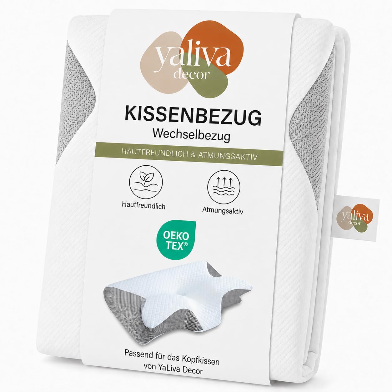 Ergonomischer Kissenbezug Weiß Grau l Bezug Für Orthopädisches Nackenkissen Ersatzbezug Weich Atmungsaktiv