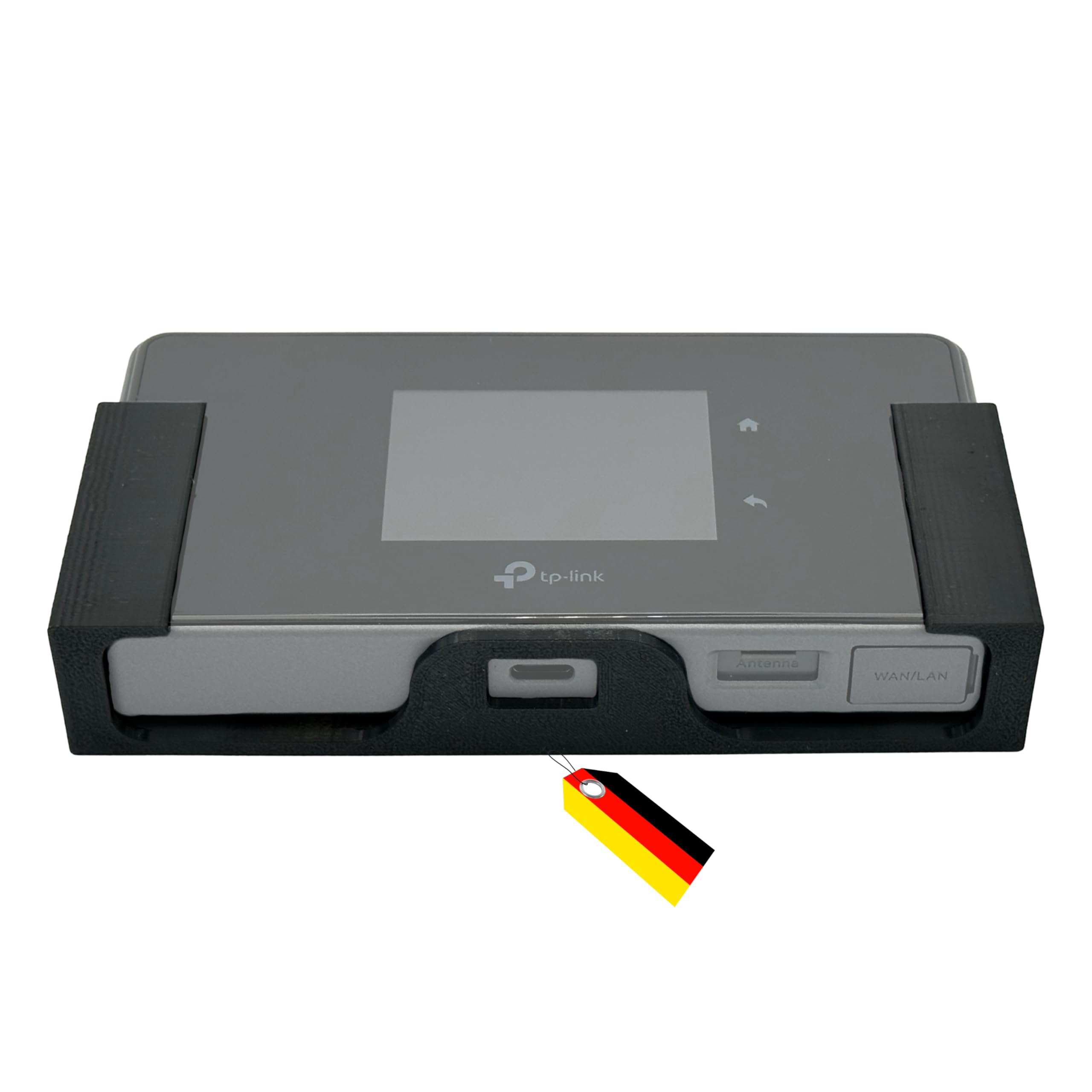 MECHONIX Wandhalterung für TP-Link M8550 5G Router, Wand- und Tischmontage, oder in Wohnwagen. Kunststoff, Schwarz, Made in Germany.
