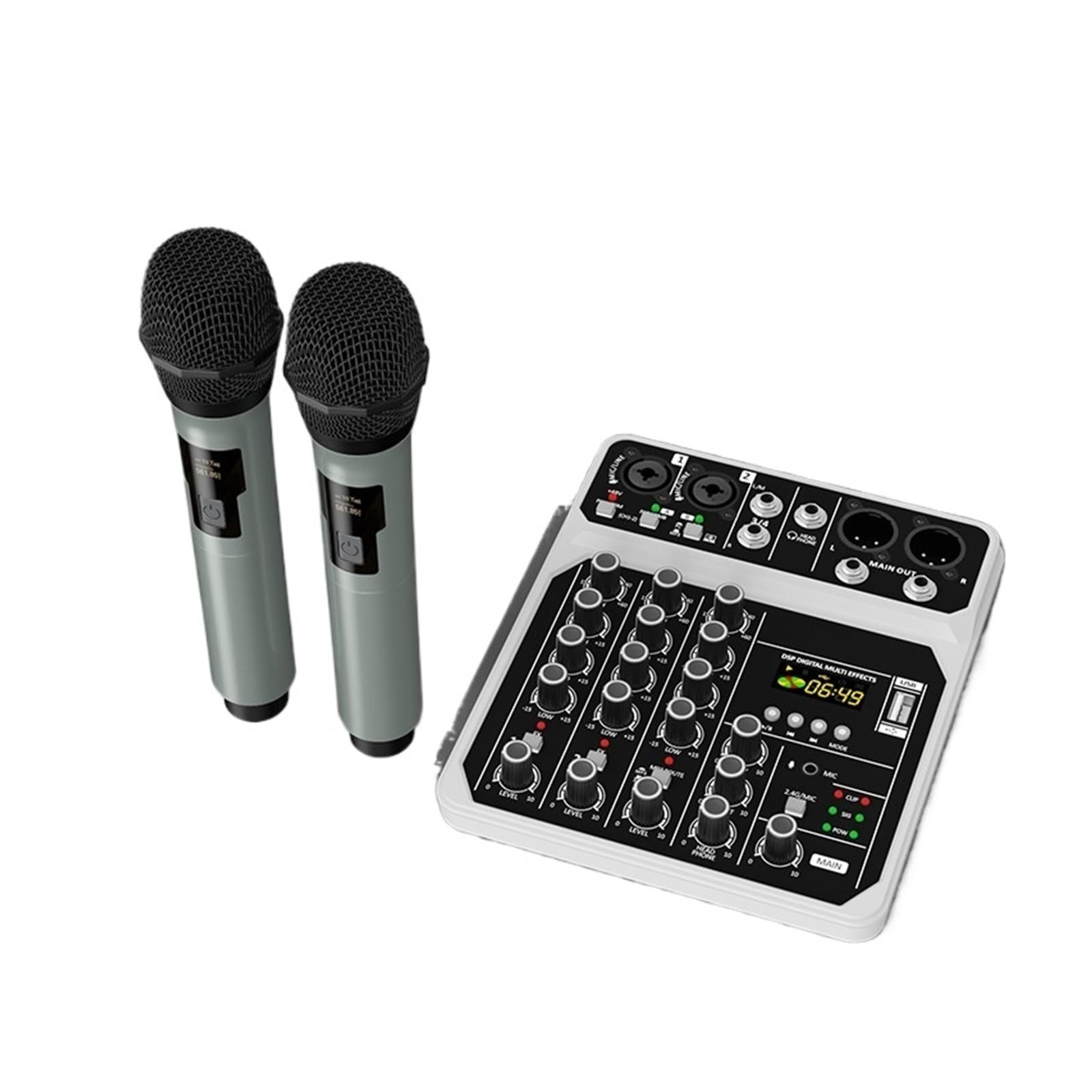 Console Mixer Audio A 4 Canali Con Kit Microfono Wireless Interfaccia USB Bluetooth, For Chitarra PC DJ Karaoke Riproduzione Chiara Del Suono