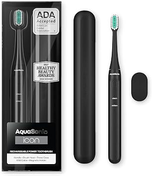 Aquasonic Icon Micro-Vibrating Manual Toothbrush - ADA-Accepted - Onyx