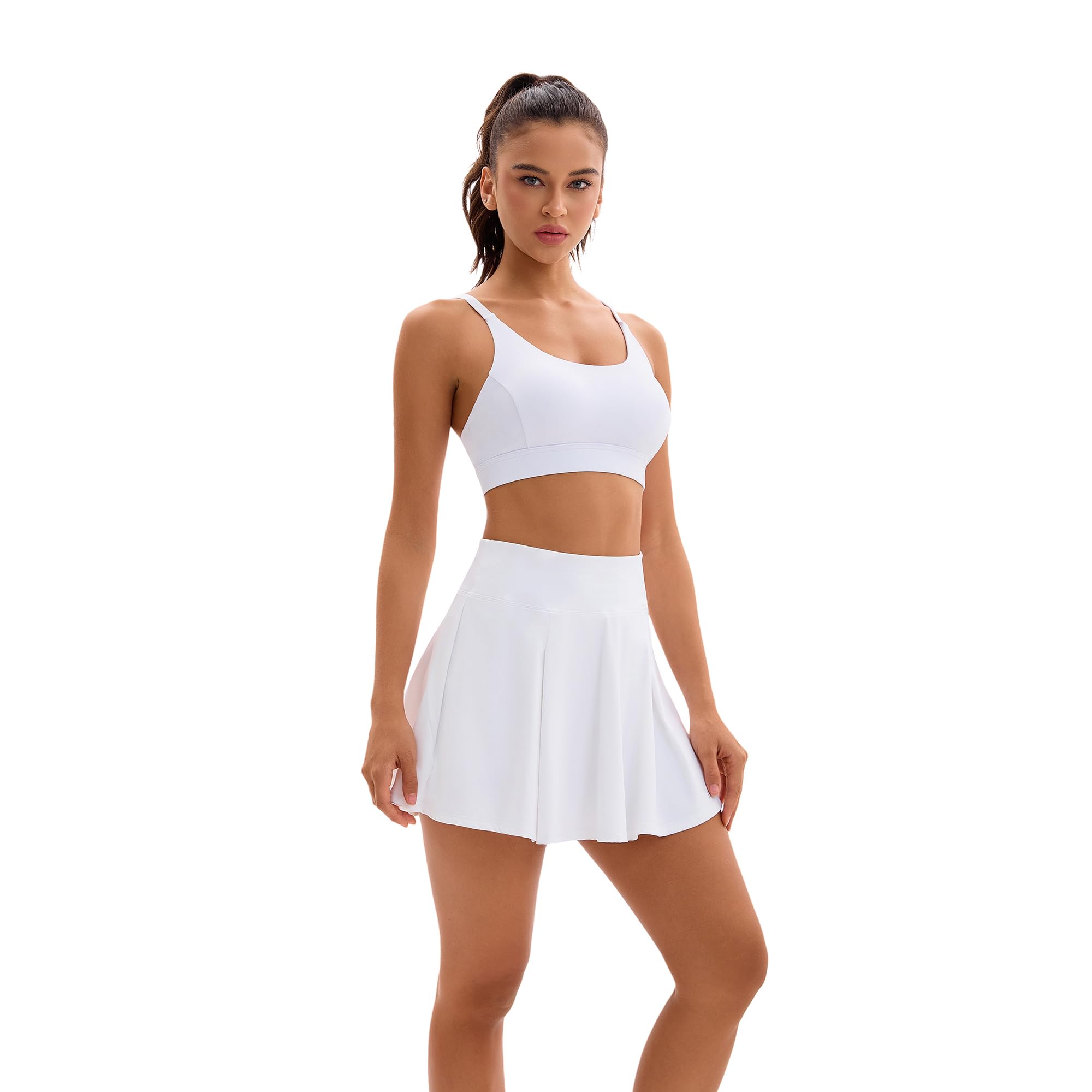 Falda de Tenis para Mujer Faldas atléticas con Pantalones Cortos Cintura Alta Faldas de Golf Falda Interior con 3 Bolsillos Falda de Tenis Plisada Falda Deportiva