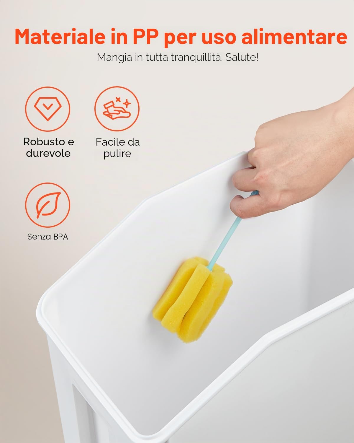 VEVOR Contenitore per Conservare Riso, 4 Pezzi, Capacità 20 Lx2 e 15 Lx2, Contenitore per Cibo per Cani, Contenitore con Ruote, 4 Misurini, Coperchio per Ingredienti Cereali Farina Cibo per Animali