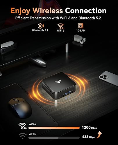 Miniatura 6 de KAMRUI Mini PC E3B con AMD Ryzen 5 7430U (Beat 5500U, hasta 4.3GHz), 16GB DDR4 512GB M.2 SSD Mini computadora, Mini PC para juegos con USB tipo C