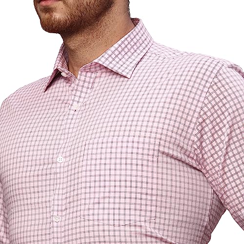 Image of Park Avenue Men's Pure Cotton Checks Pattern Slim Fit Semi Cutaway Collar Full Sleeve Formal Shirt