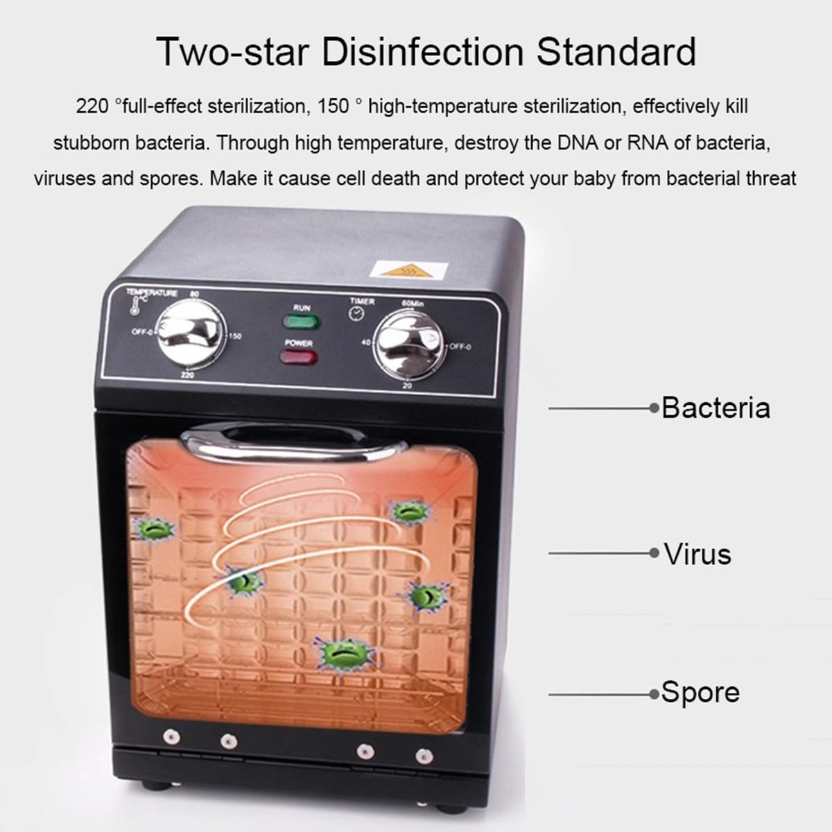 Sterilizzatore ad alta temperatura da 600 W a 8 l, disinfettante a calore secco con controllo della temperatura e timer per strumenti per unghie, tatuaggi, strumenti dentali, parrucchieri