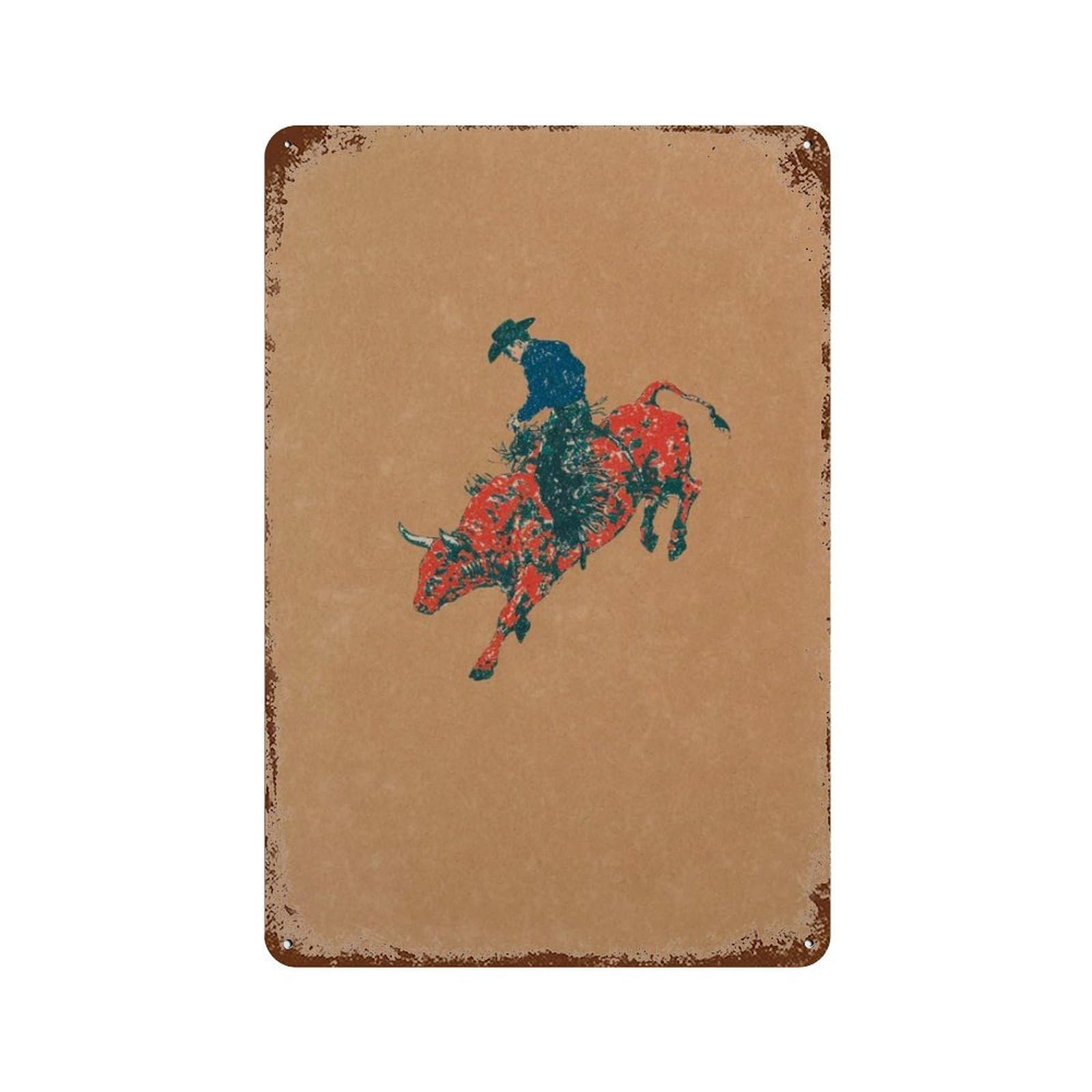 xiaoxiaoshen Cowboy Bull Riding Floral Rodeo Western Rustic Longhorn Wild West Wall Decor Art Metal Tin Poster Modern Home Decor Art Home Bar Shop Decorations Vintage Sign 30x20cm