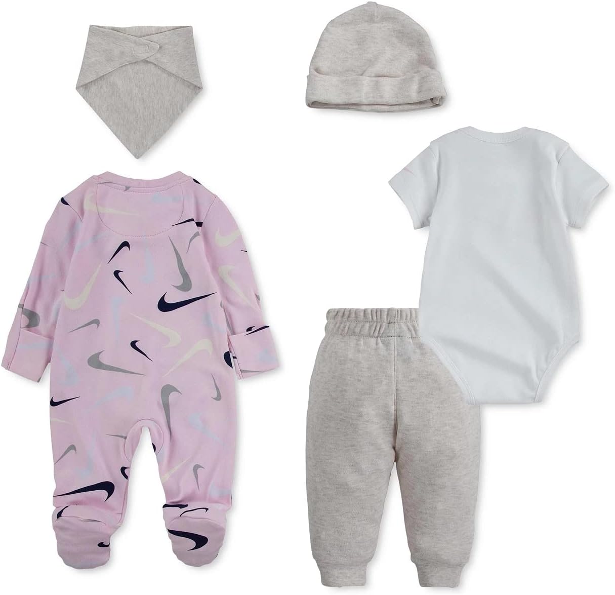 Nike Baby Girl Swooshfetti Parade 5 Piece Set (C_Heather(56I075-Y0M), 9 Months)