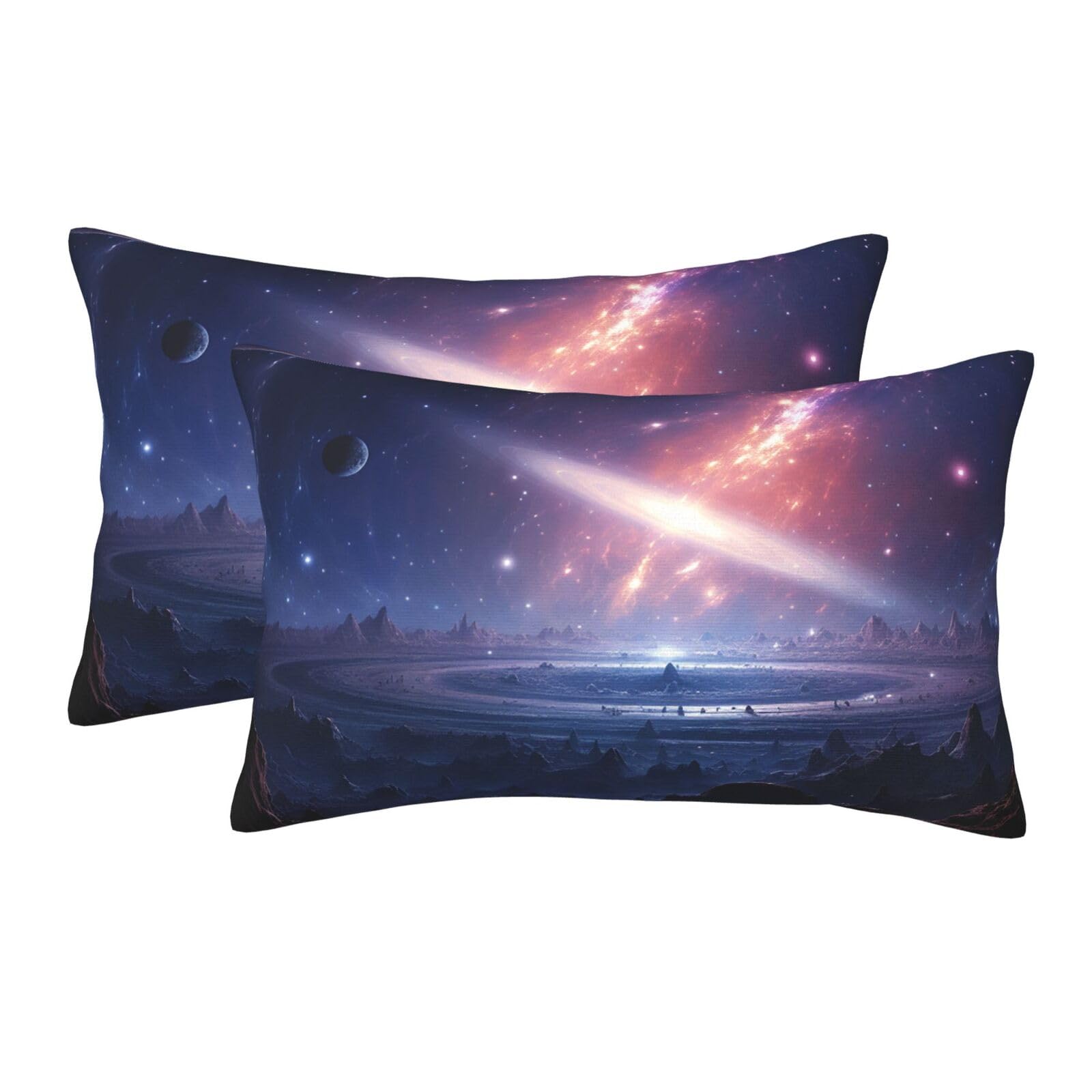 2 Pack Standard Size Pillow Cases for Hair and Skin Soft Breathable Pillow Case Covers with Hidden Zipper Fantasy Space Pillowcase 16"x24" Pillow Cover for Sleeping Gift