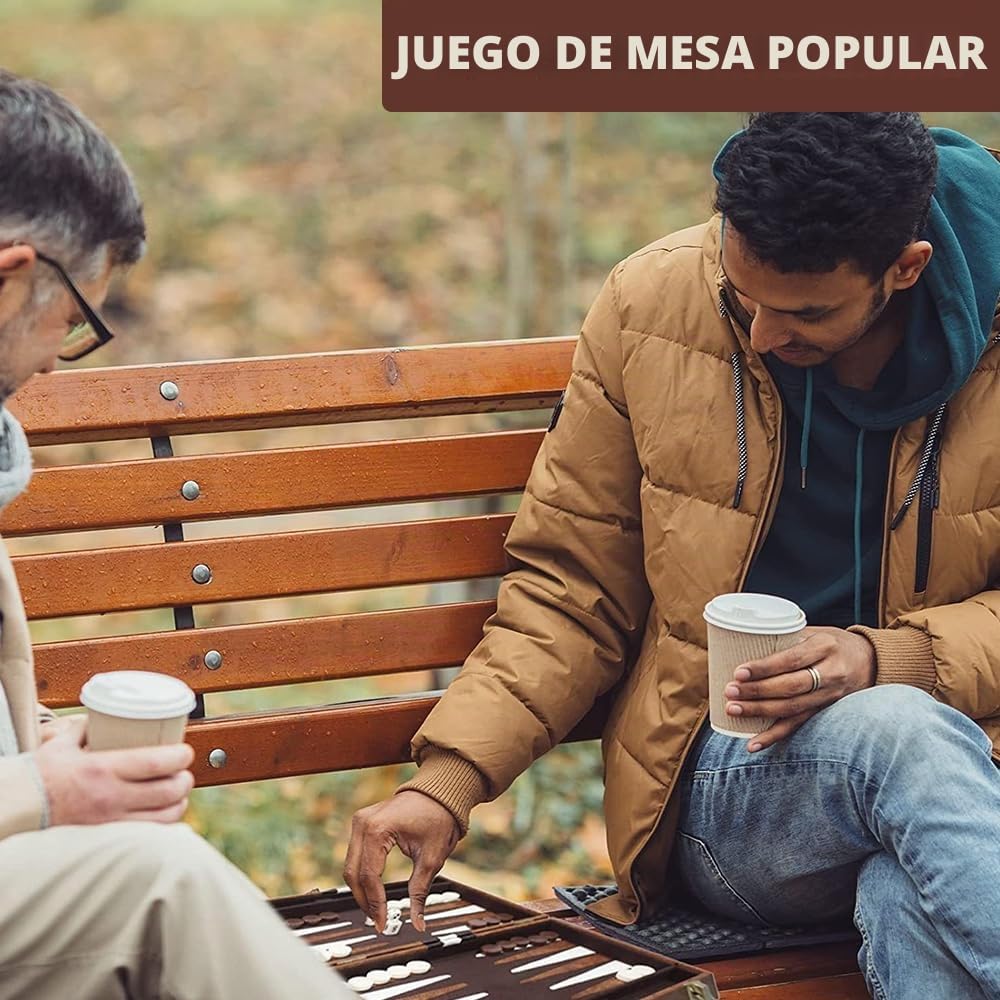 Juego de Backgammon, 11" Set Backgammon con Estuche de Cuero Cubilete, Funda de Juego de Mesa de Estrategia Clásica para Adultos y Niños