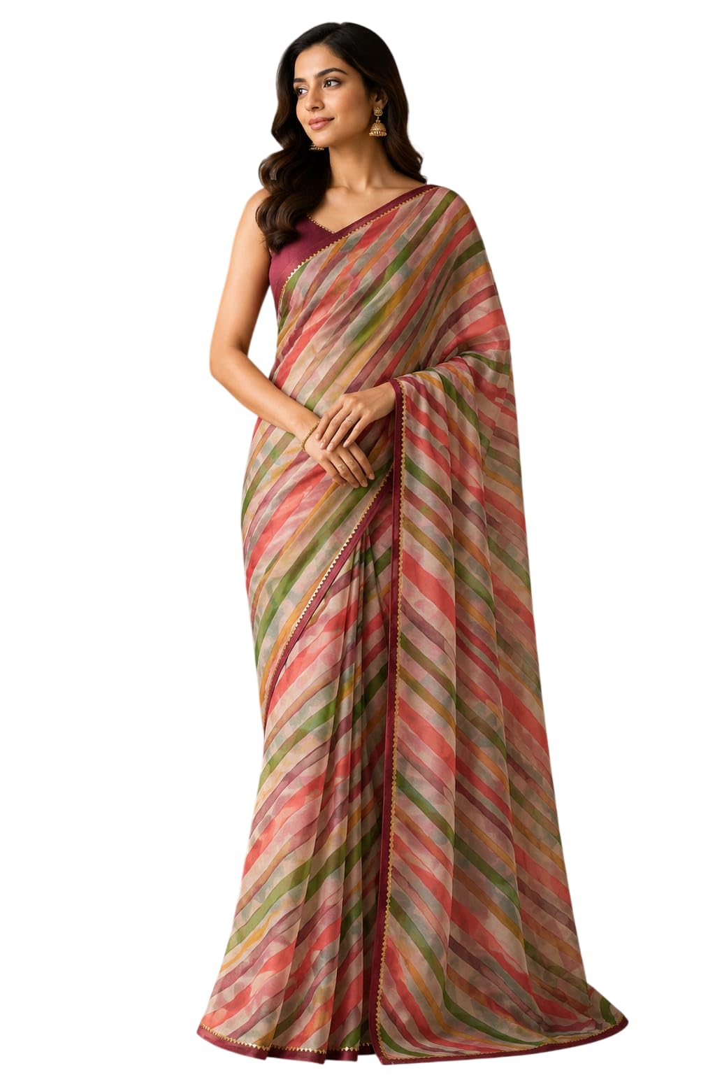 Women Lehariya Silk Saree and Blouse|-picture-29