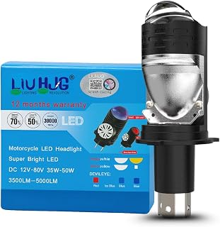 LIU HJG H4 Projector Lens LED Headlight Bulb 50W White Light with Red Devil Eye, Waterproof, Heat Dissipation, Universal F... Price In India