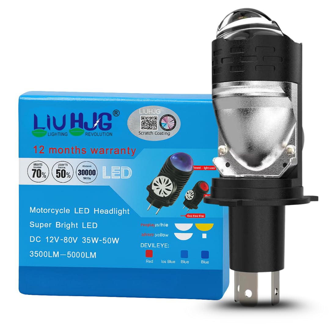 H4 Projector Lens LED Headlight Bulb 50W White Light with Red Devil Eye, Waterproof, Heat Dissipation, Universal Fit for Car, Bike, Truck, Van, High Brightness (Pack of 1)-image-49