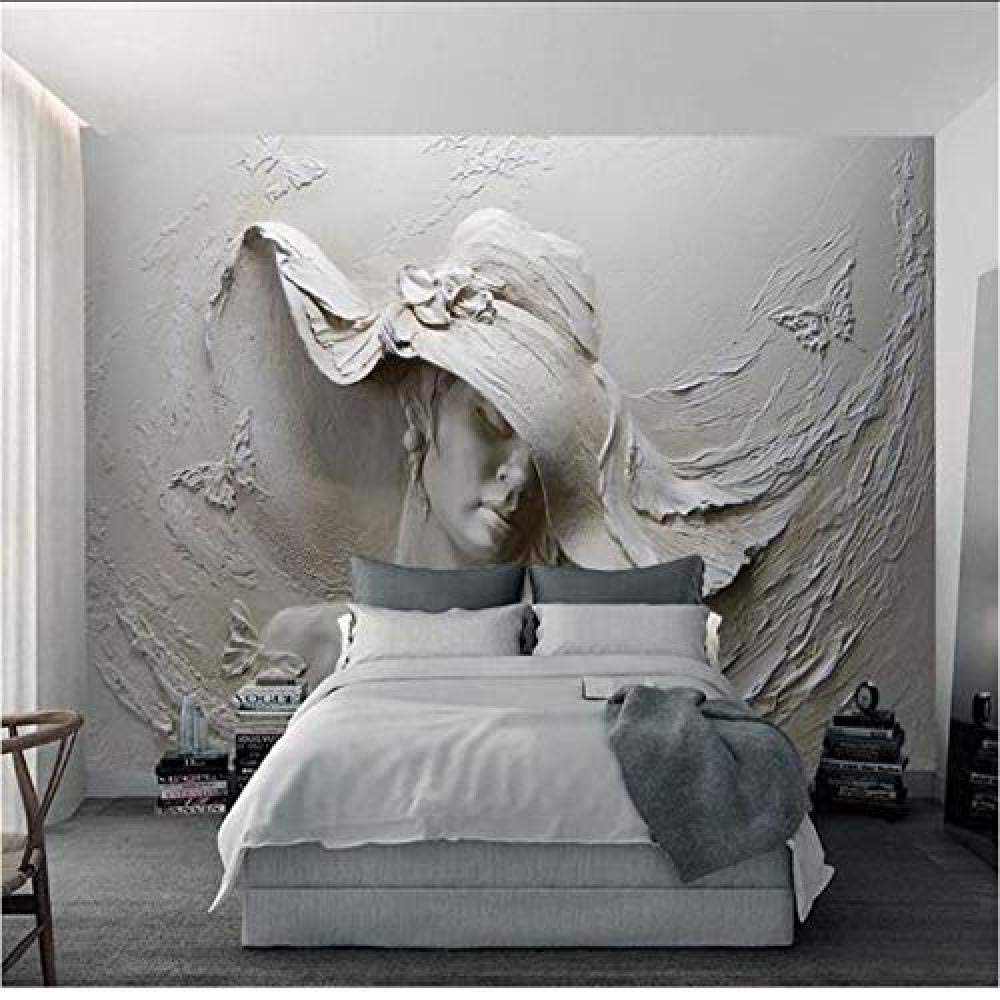 XHXI Carta da parati personalizzata 3D stereoscopico in rilievo grigio bellezza pittura a olio moderna arte astratt Carta da parati fotomurali poster murale Soggiorno camera letto sfondo-250cm×170cm