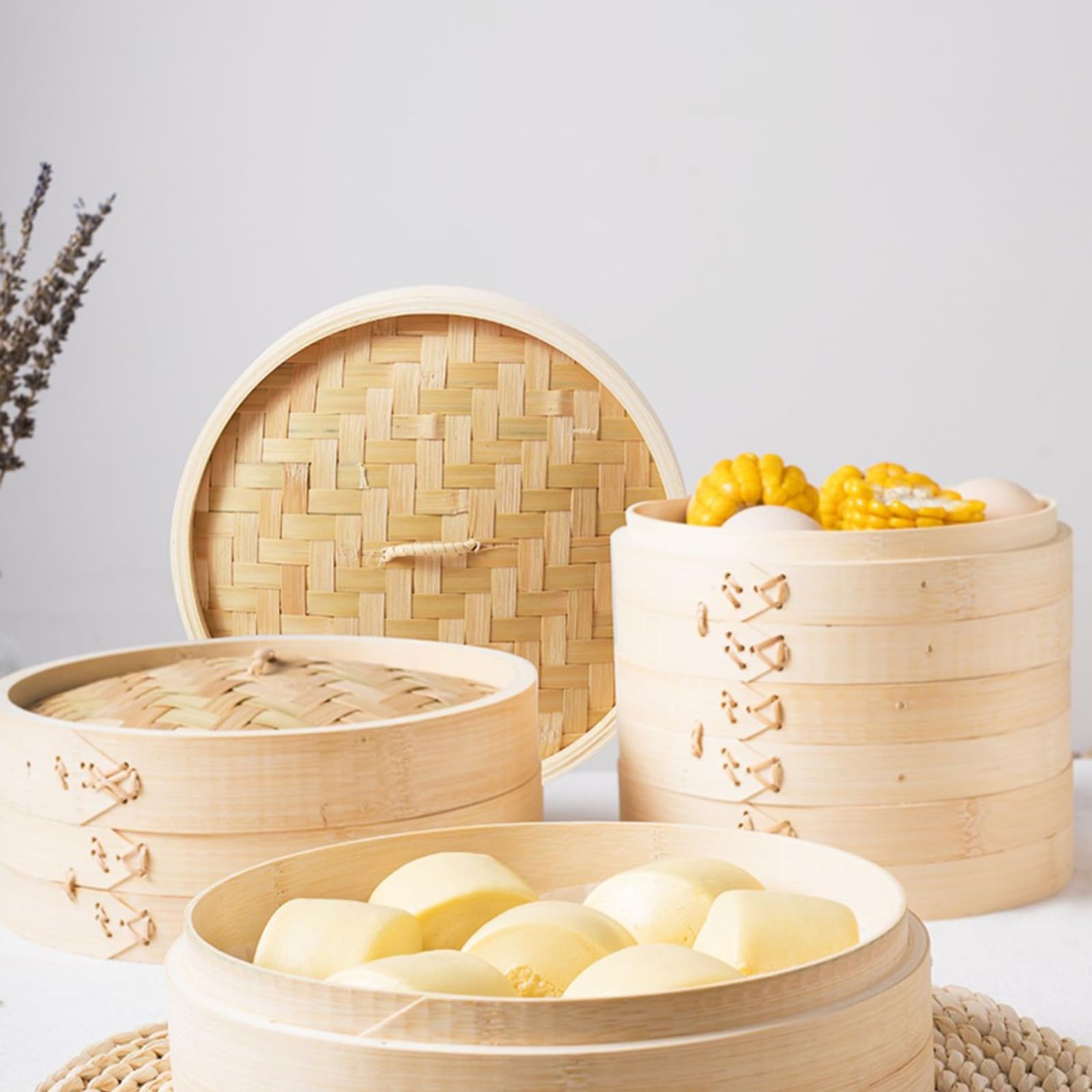 Amazon｜台湾式蒸籠 竹 セイロ 24cm 蒸篭 本体2個・蓋1個 セット 業務