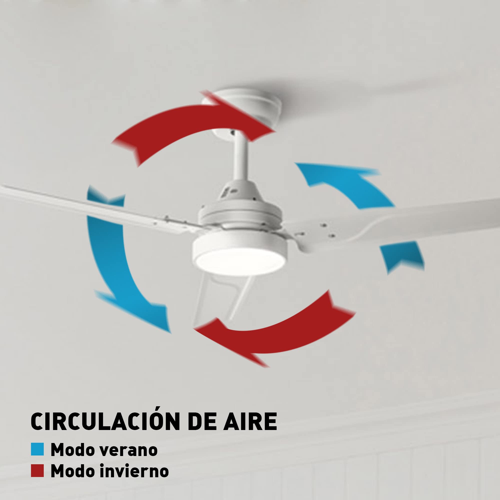 Jata JVTE4233 - Ventilador de Techo con Luz. 6 velocidades. Con mando a distancia. Programable. Bajo consumo. Muy silencioso. Uso: invierno/verano