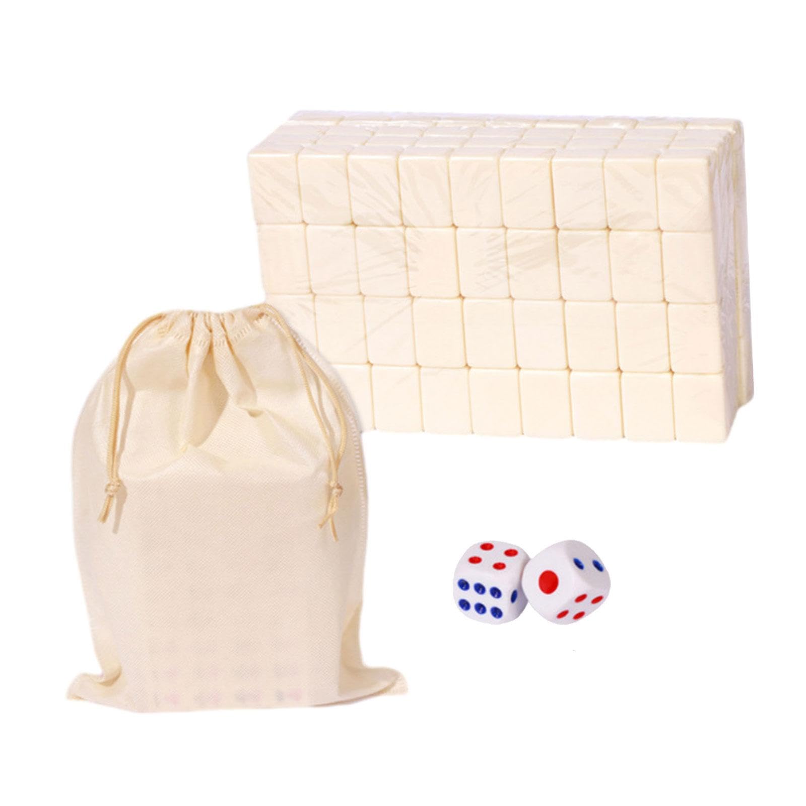 Reise Mahjong Set, Chinesisches Mahjong Spielset, Klassisches Spiel mit Aufbewahrungstasche, Chinesisches Mahjong Spielset für Jungen Und Mädchen, 30 mm Weiß