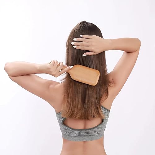 Miniatura 5 de olelo Cepillo de pelo de madera natural para cabello grueso, rizado, fino, largo, corto, húmedo o seco, respetuoso con el medio ambiente, cepillo de