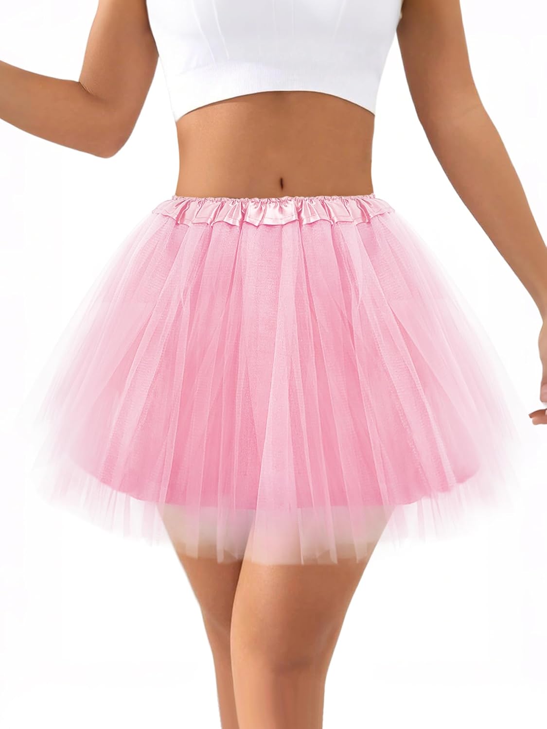 Ammiko Women Teens Tutu Adult 4 Layered Tulle Skirt Fluffy Dance Tutus Lined Elastic Halloween Costumes Running Party