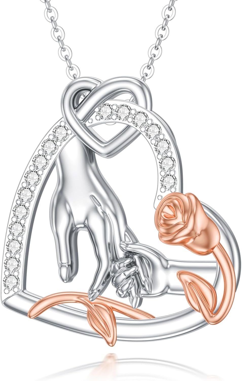 Mom Necklace 925 Sterling Silver Mother and 1-5 Daughter/Son Hand Holding Pendant Mom Jewelry for Women Grandmother Mother Wife Daughter