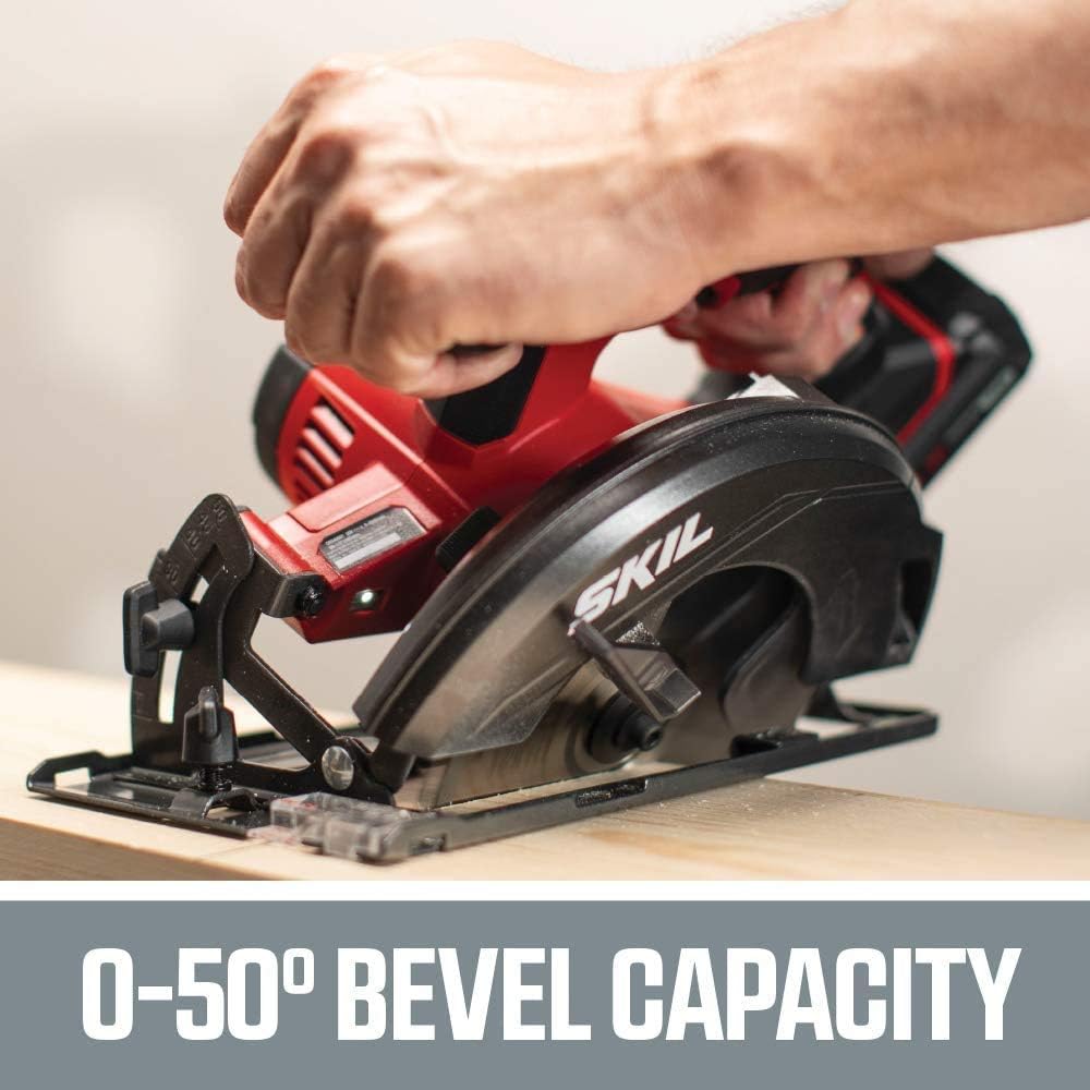 SKIL 20V 6-1/2 Inch Cordless Circular Saw, Includes 2.0Ah PWRCore 20 Lithium Battery and Charger - CR5406-10