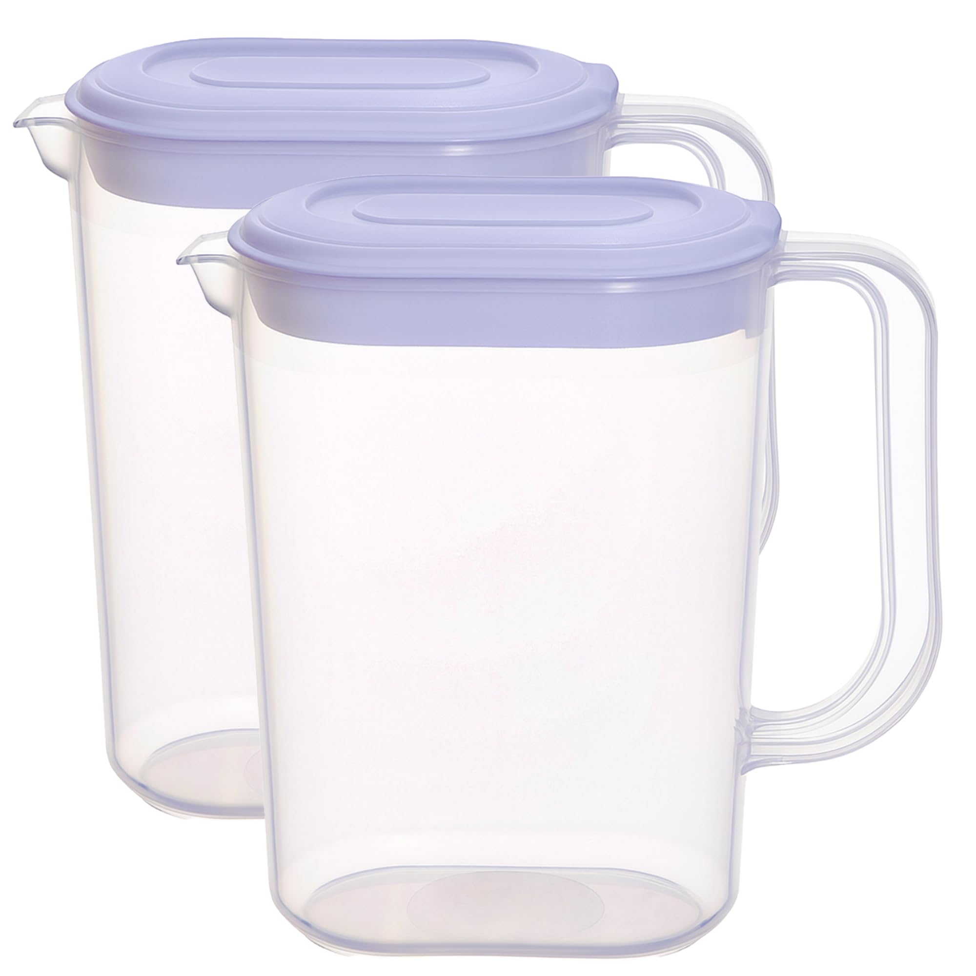 1.5L Fridge Door Jug with Handle - Transperent Plastic Pitcher Container with Lid & Pouring Spout - Slim Design for Storage - Reusable Liquid Jug for Serving Milk, Drinks, Juices and More. (2)