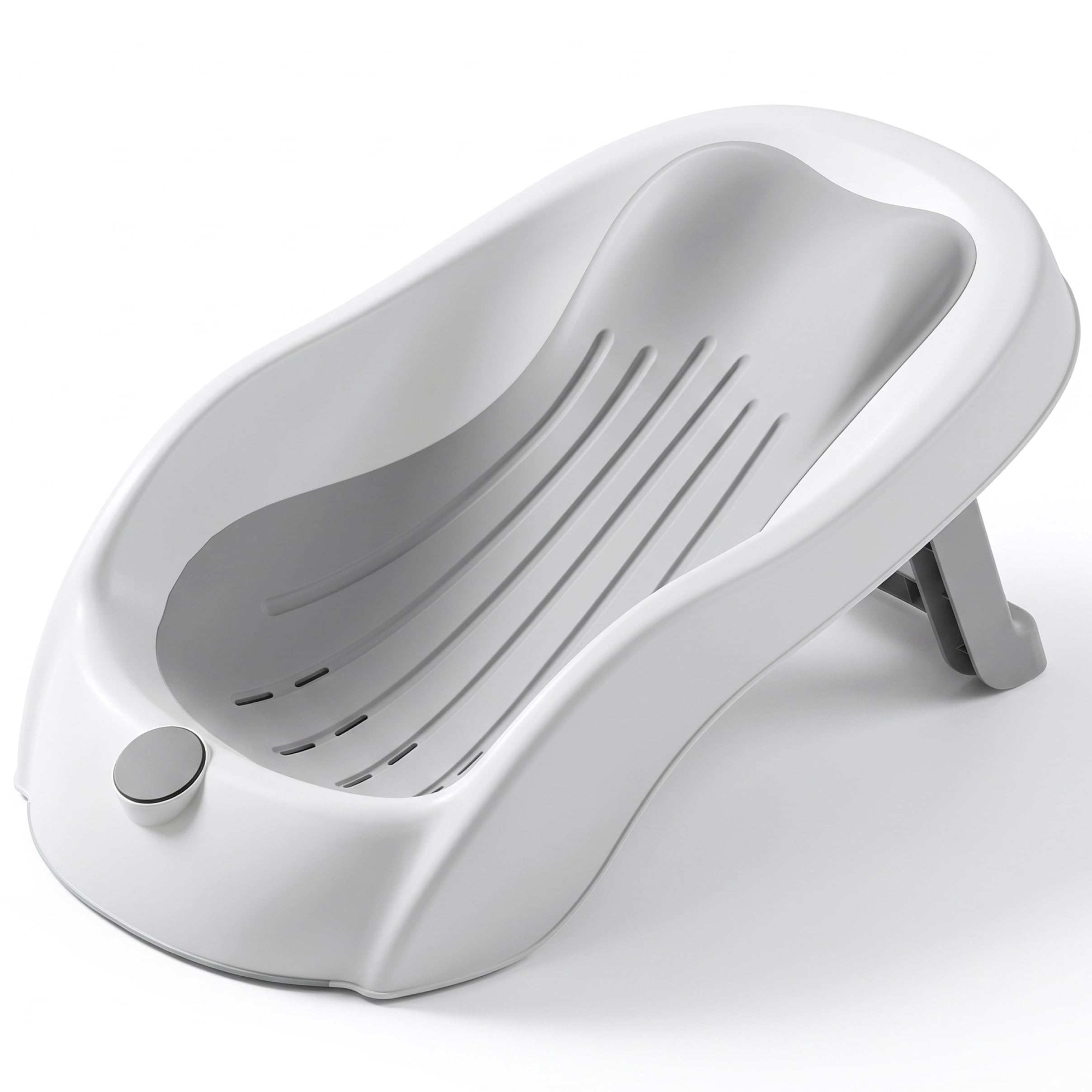 Supporto per bagnetto, vaschetta per il bagnetto con display digitale della temperatura e drenaggio, seggiolino pieghevole per vasca da bagno antiscivolo per neonati (grigio) ;1