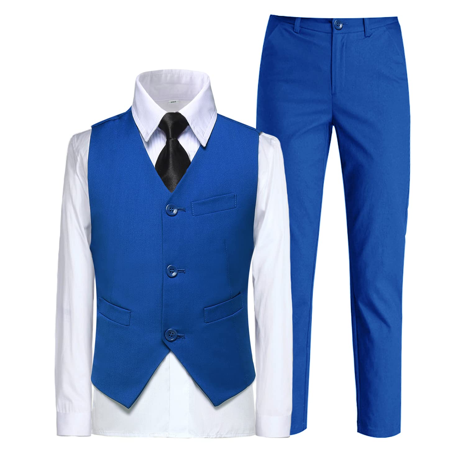 Boys Suit for Kids Toddler Boy 4-Piece Wedding Tuxedo Suits Vest and Pants Set