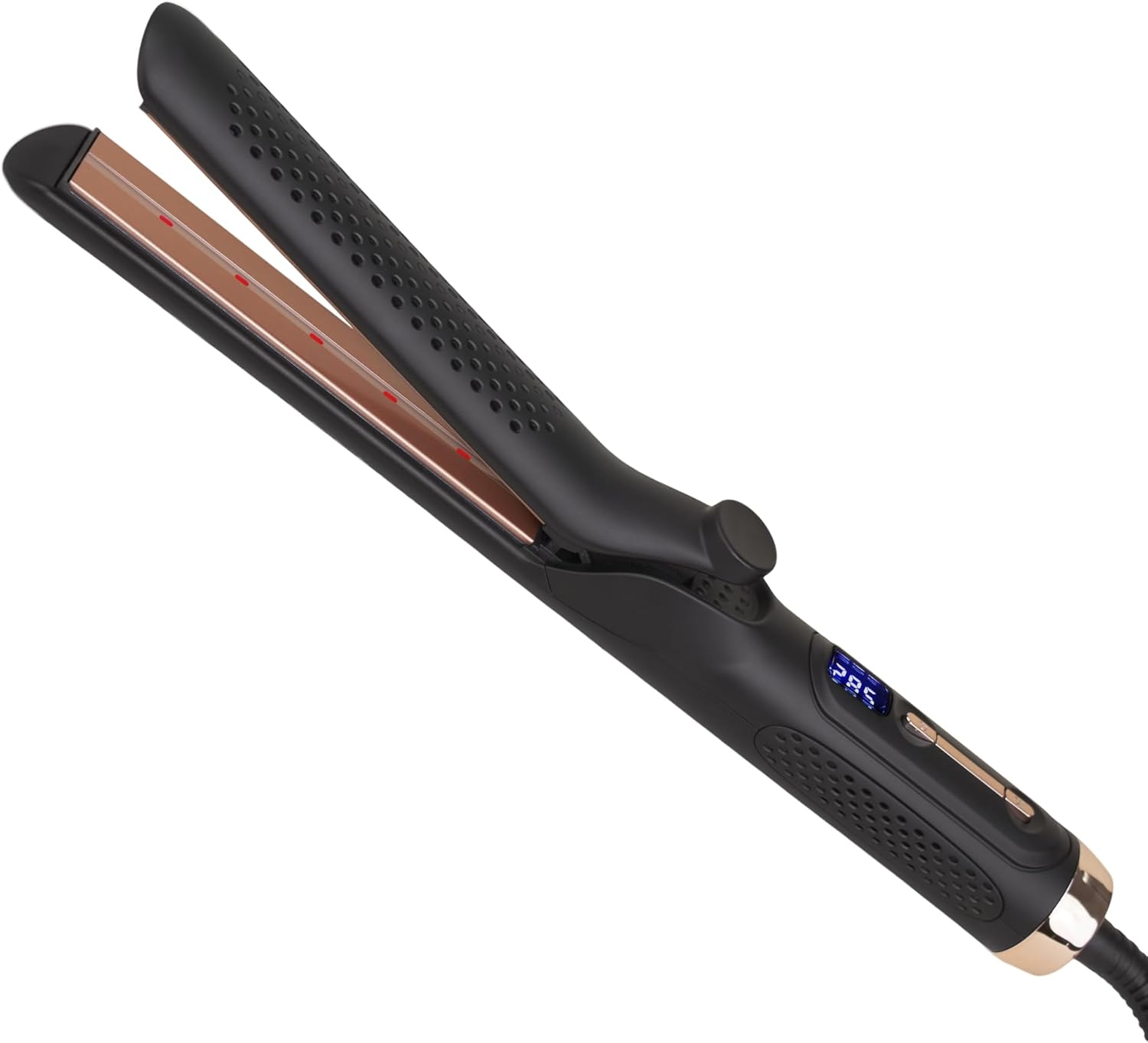 Jon Renau Infrared Duo Styler, Hair Styling Iron with Cooling Fan, Ceramic Plate Curved Barrel for Straightening and Curling, Safe for Human Hair, Alternative Hair and Heat-Friendly Synthetic Fiber