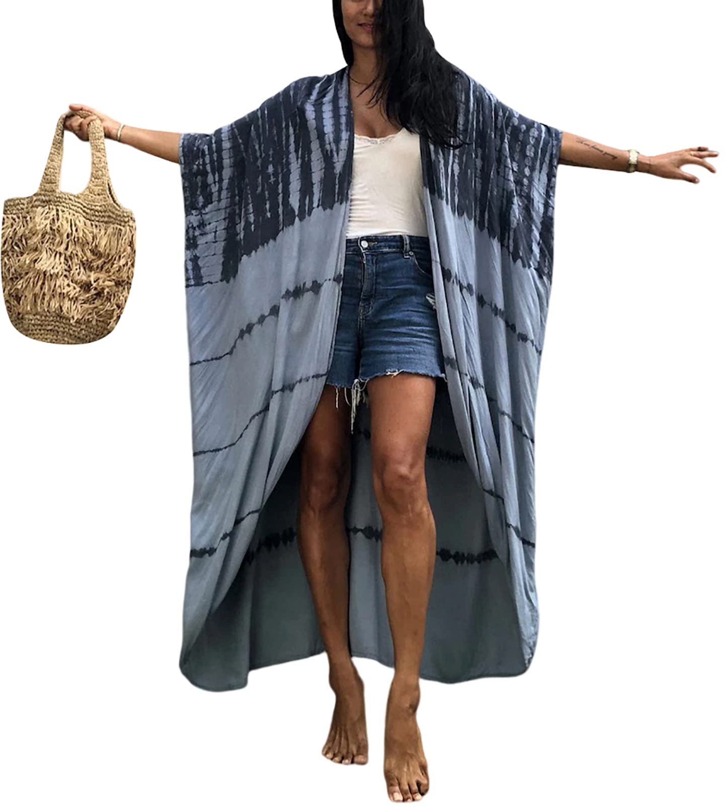 Kimono de baño abierto FEOYA para mujer con cinturón ajustable 7