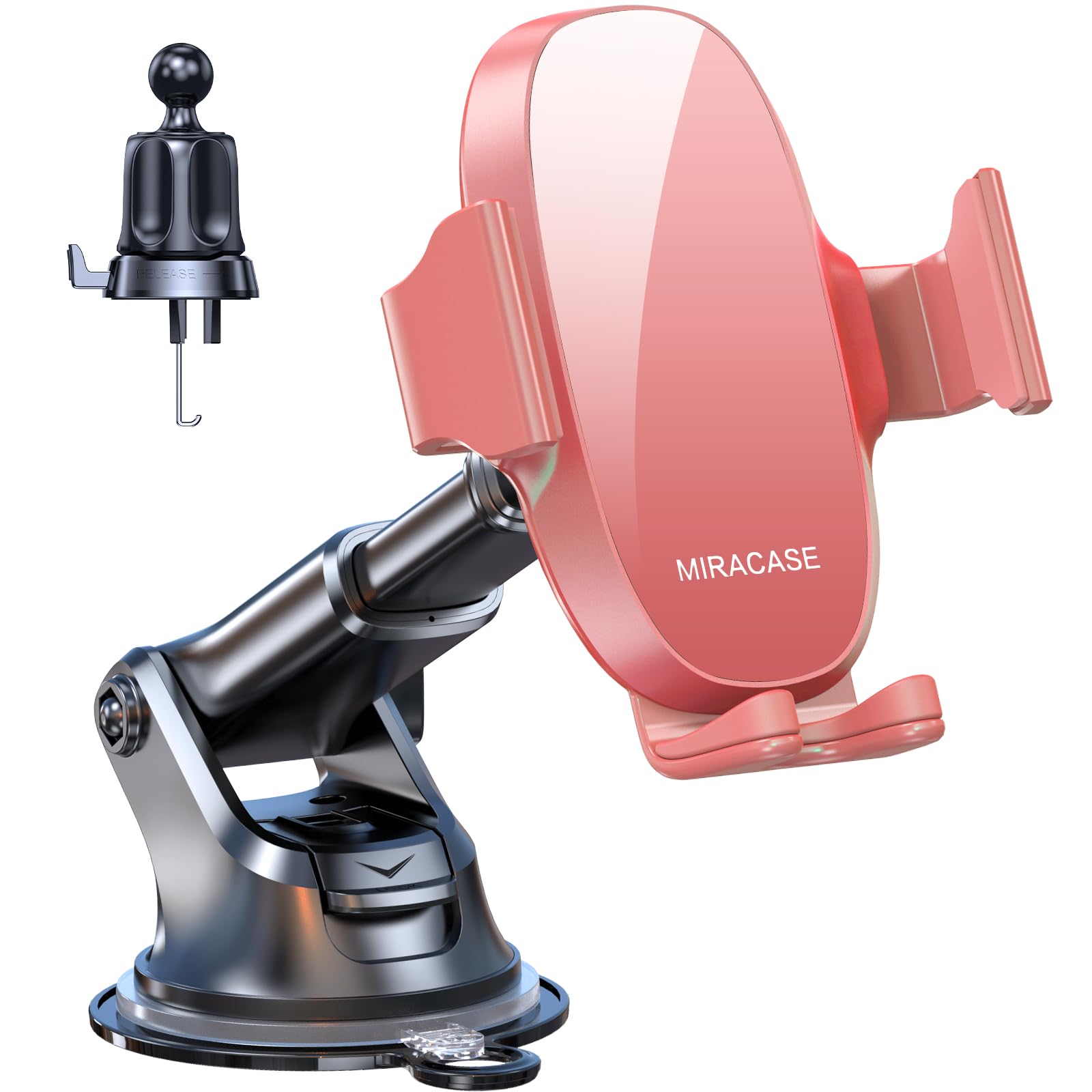 Miracase3-in-1 Cell Phone Holders for Your Car, Universal Car Phone Holder Mount for Car Dashboard Air Vent Windshield Compatible with iPhone 15 14 13 12 11 Pro Max Xs XR X, Galaxy Red