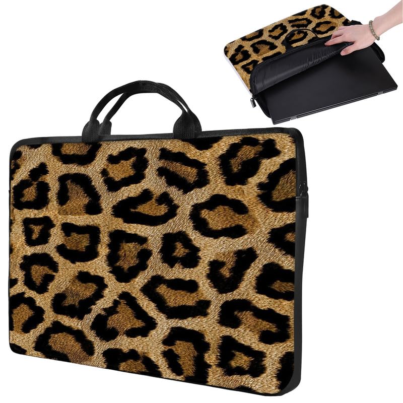 Funda para laptop 14-15 pulgadas con asa y diseño Leopardo miniatura 1