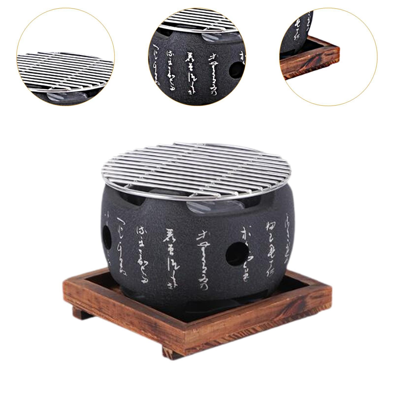 Griglia a carbonella giapponese compatta per picnic al chiuso, robusta piastra grill Hibachi con accessori, perfetta per gli appassionati di barbecue (15 x 15 x 13 cm)