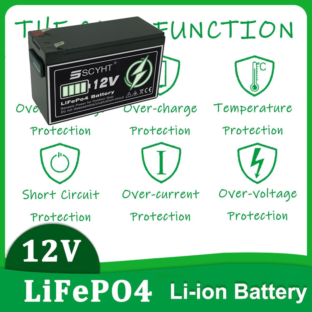 Batteria LiFePO4 12V 10Ah 6Ah 12Ah Batteria agli ioni di litio 12V Batterie ricaricabili 8Ah Batterie al litio per alimentazione di backup per motori 50W a 150W,12v12ah