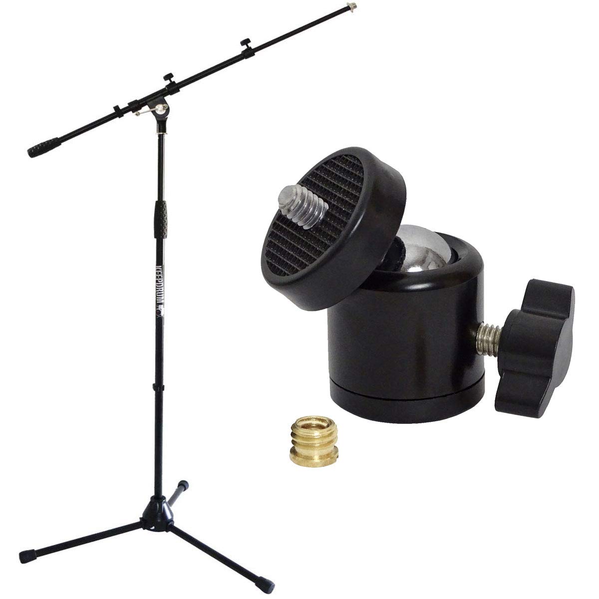 keepdrum Galgen-Mikrofonständer + Kugelgelenk Stativ-Adapter Gewinde 1/4 zu 3/8