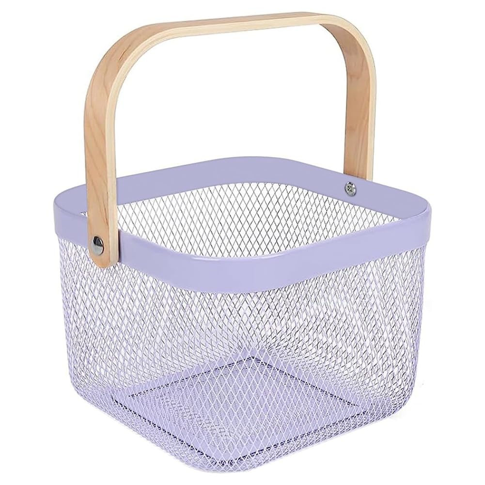 CTRLZS Metal Mesh Basket, Multi-Functional Hanging Kitchen Baskets Fruit Basket with Handle for Kitchen Bathroom Picnic