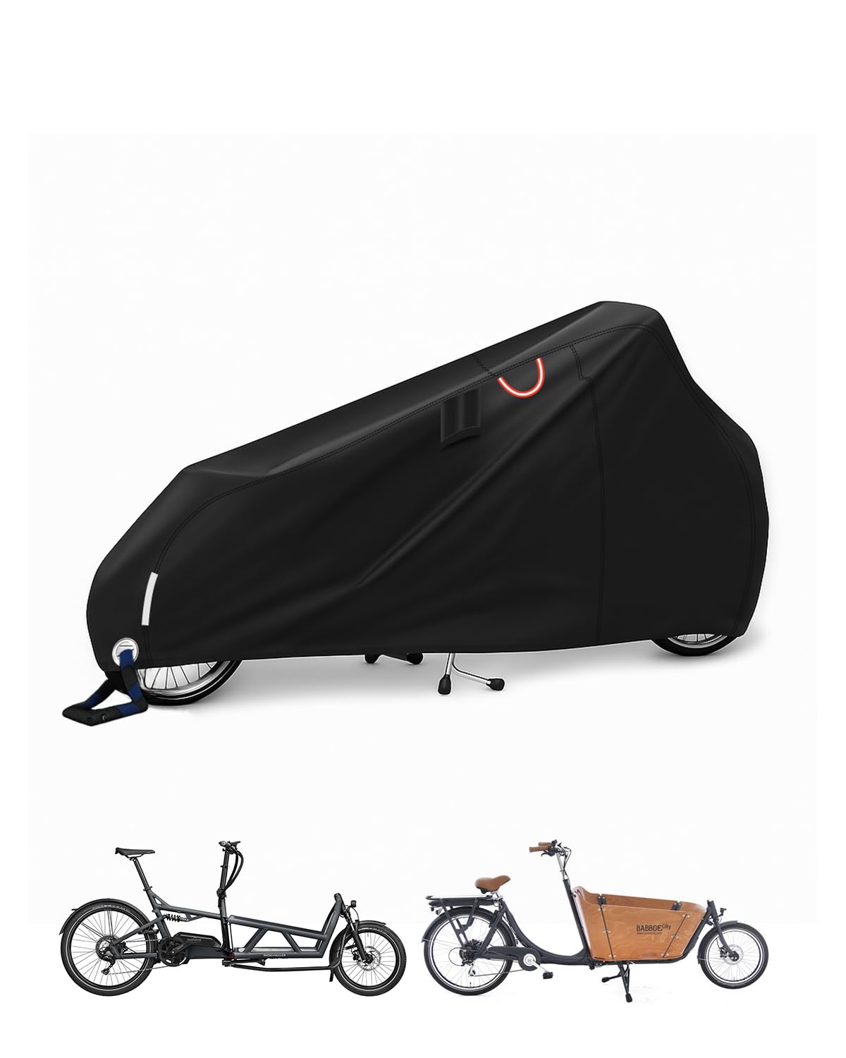 Copri Bicicletta Cargo Telo Copri Bici Impermeabile Telo Bicicletta da Esterno con Strisce Riflettenti 420D Oxford Protezione UV per Bici da Carico a Due Ruote 270 x 75 x 100cm