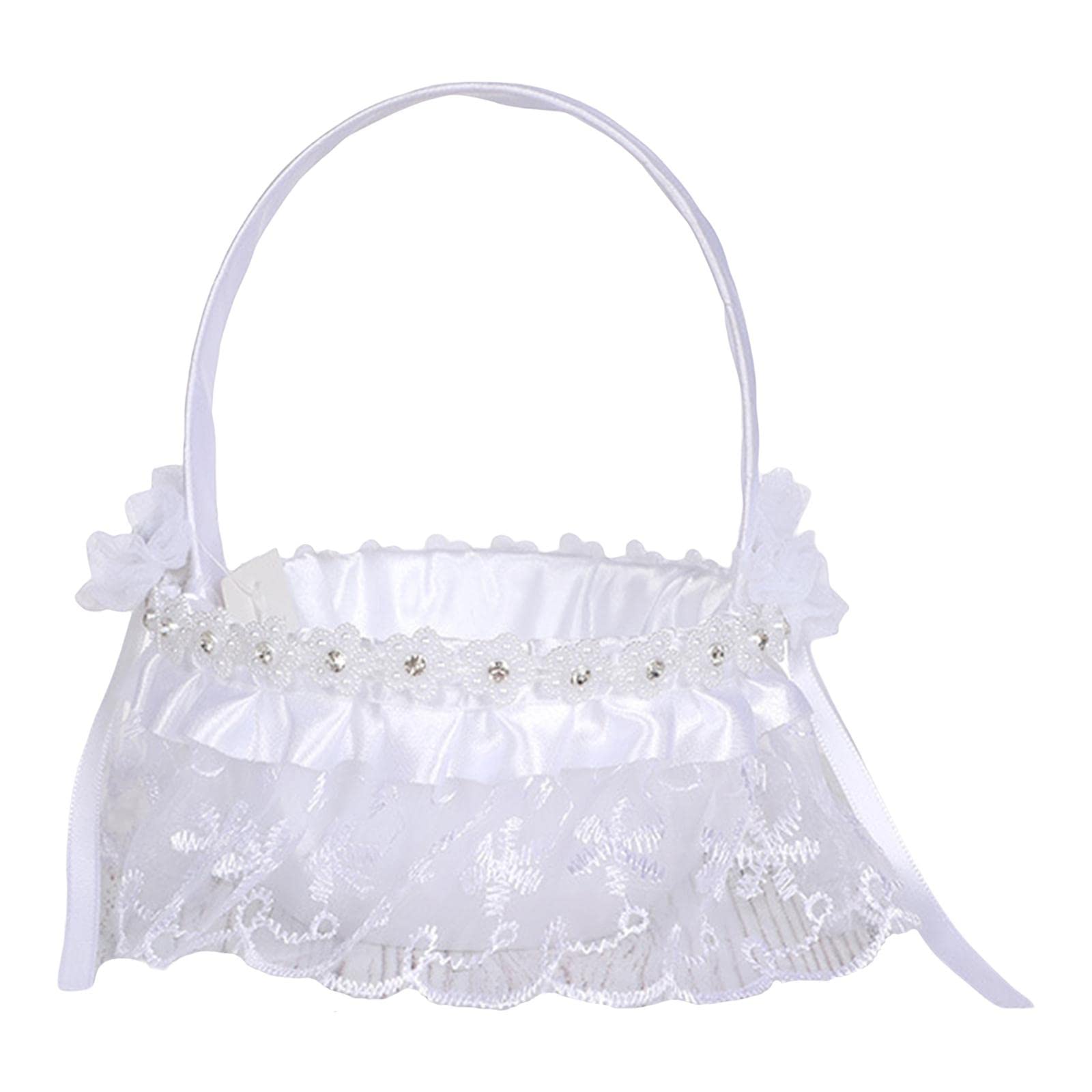 Enakshi® Bridesmaid Lace White Flower Girl Basket for Wedding Shower Table Engagement Style F|Home & Garden | Wedding Supplies | Ring Pillows & Flower Baskets-image-18