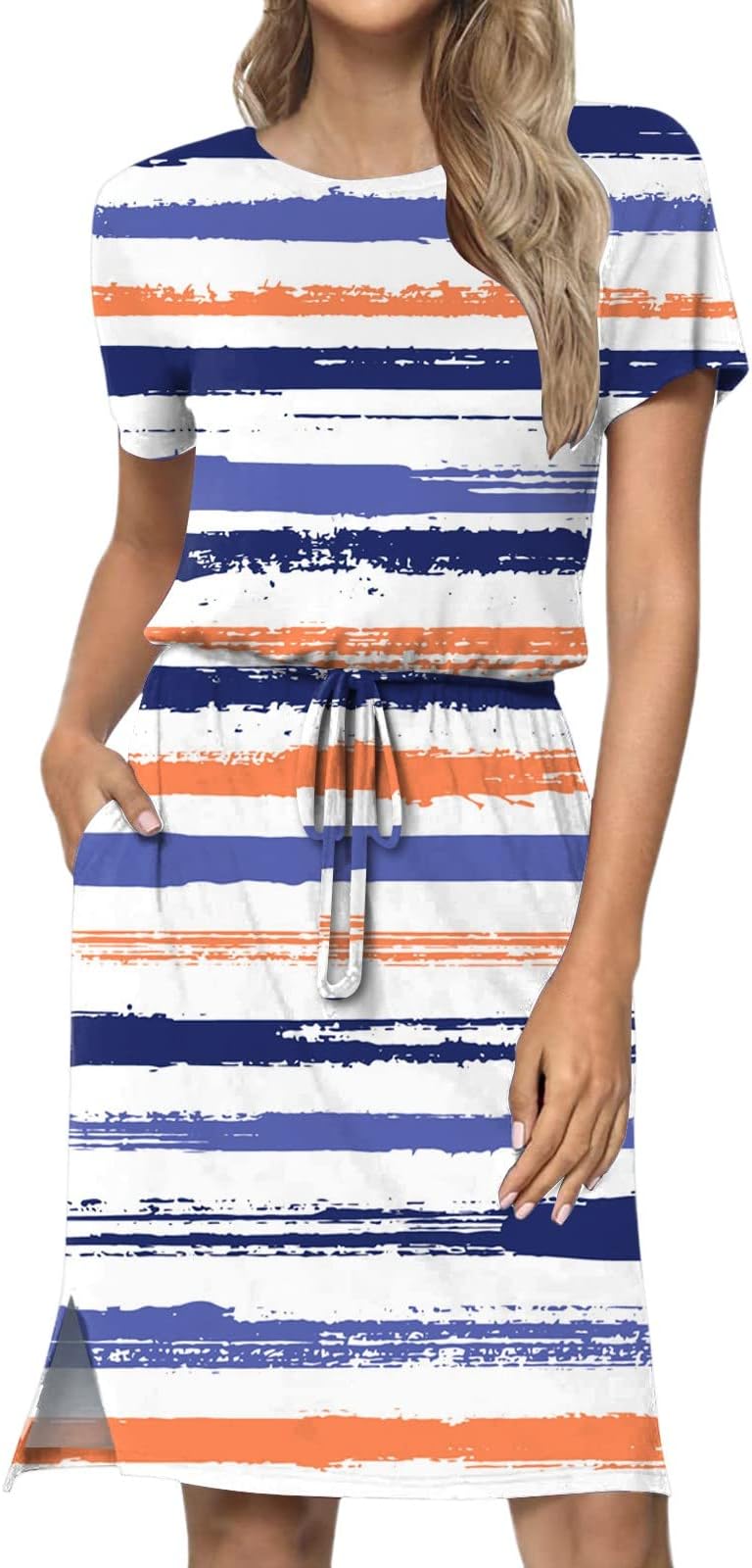 YoungnetSundresses for Women, Women's Casual Dress Women's Summer Short Sleeve t Shirt Dress Casual Tie Waist with Pockets