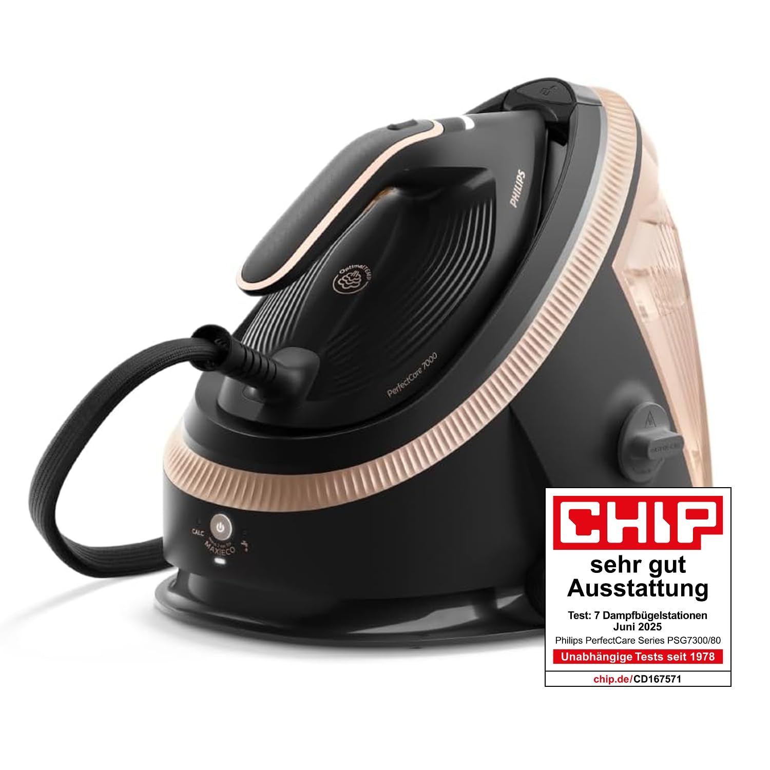 Philips PerfectCare Dampfbügelstation 7000 Serie, 650g Dampfstoß, 8.5 Bar, SteamGlide Elite Bügelsohle, Automatischer Intelligenter Dampf (PSG7300/80)