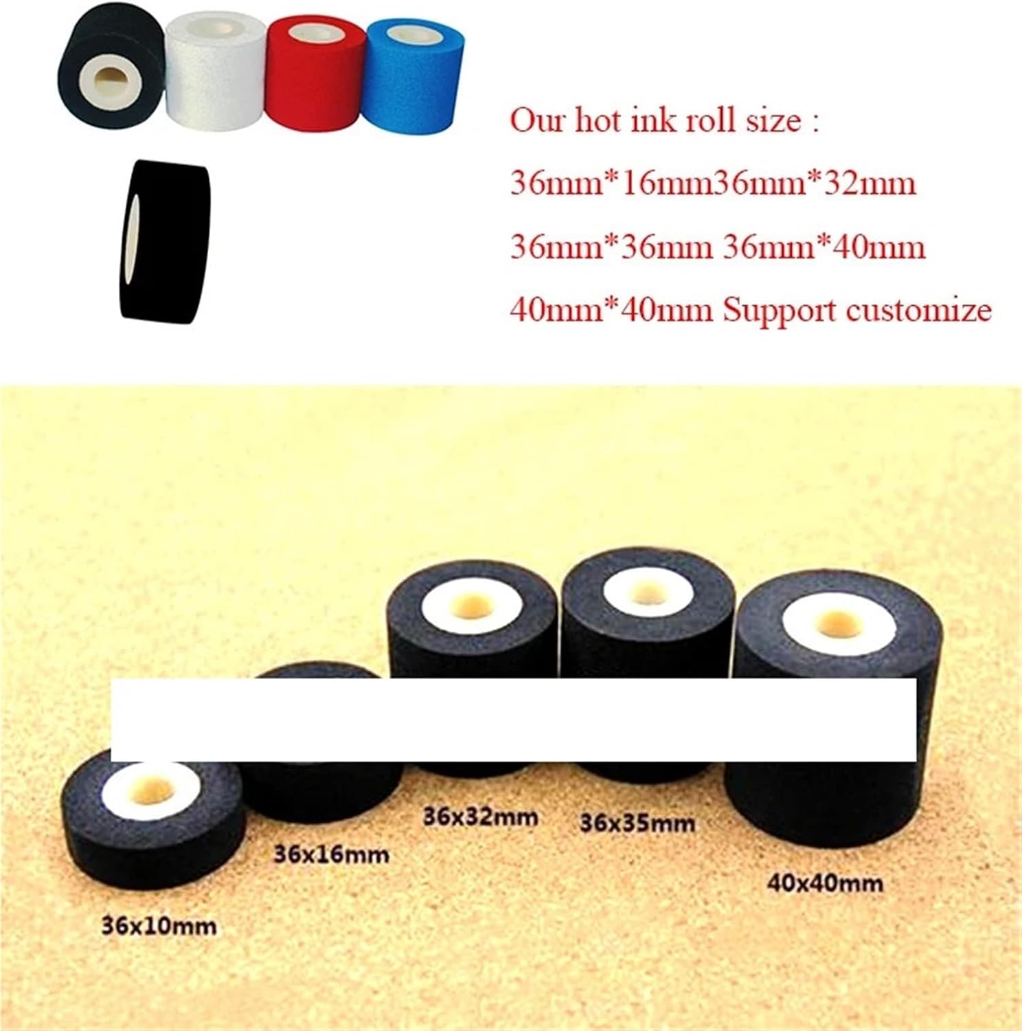 Embossing Machine, Hot Ink Roll Marking Ink Roller Used On Sealing Machine and Coding Machine(Black,36mmX32mm 13pcs)