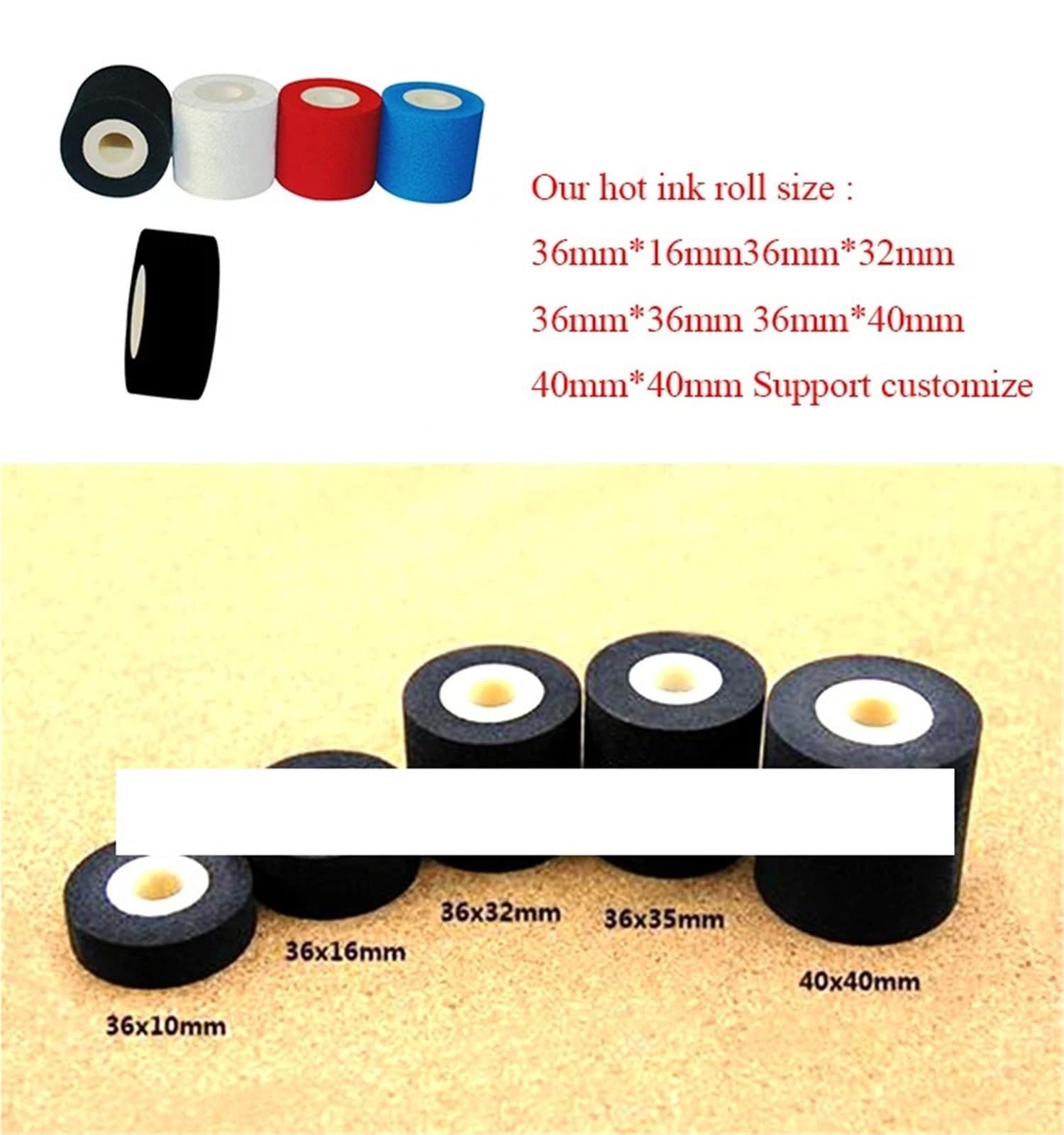 Wałek z gorącym tuszem do znakowania stosowany w maszynach uszczelniających i kodujących(Wit,36mmx40mm 13pcs)
