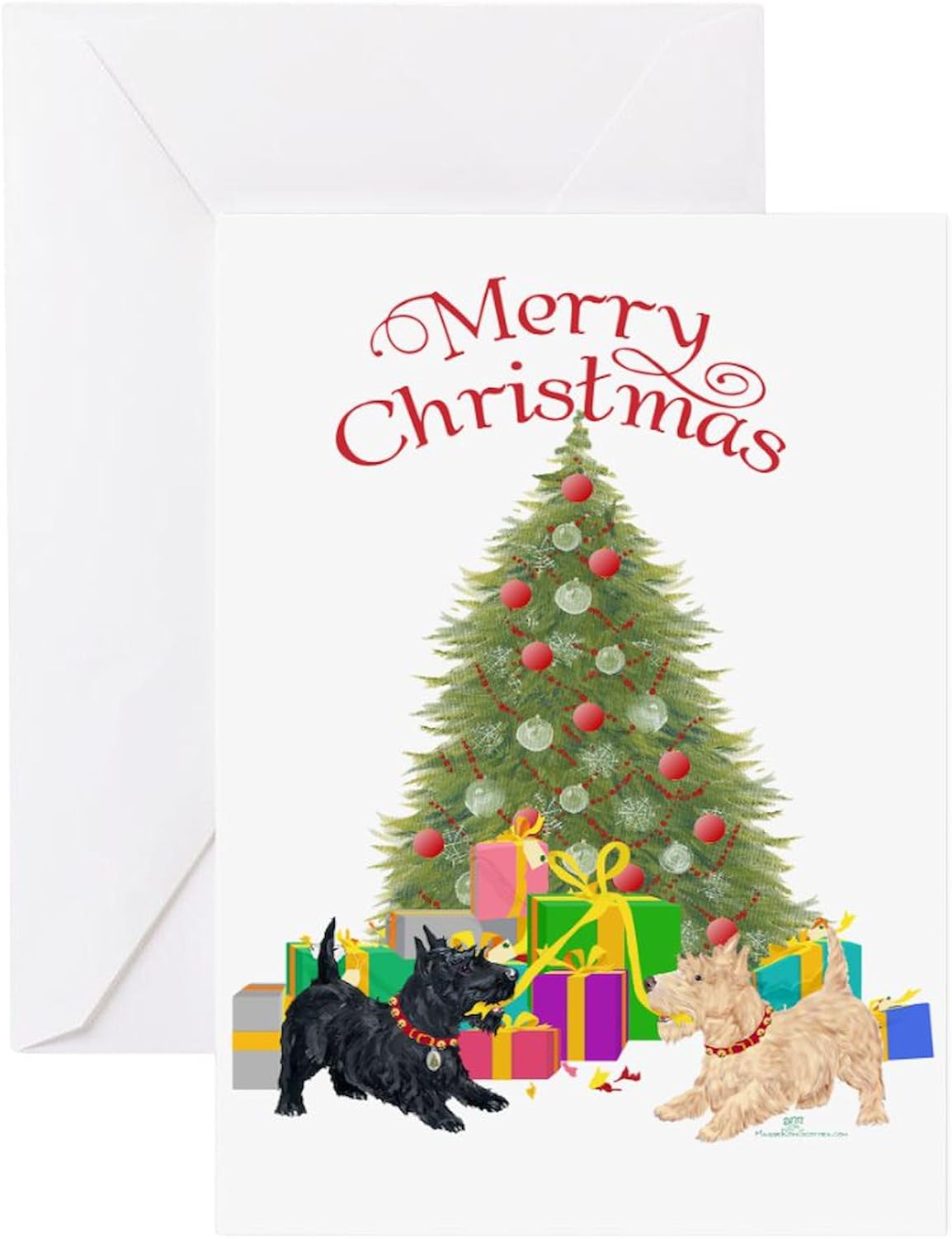 CafePress Christmas Scottie Dogs Greeting Card (20-pack), Note Card with Blank Inside, Birthday Card Matte